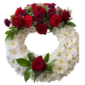 White Wreath with Red