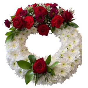 White Wreath with Red